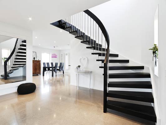 Black timber staircase