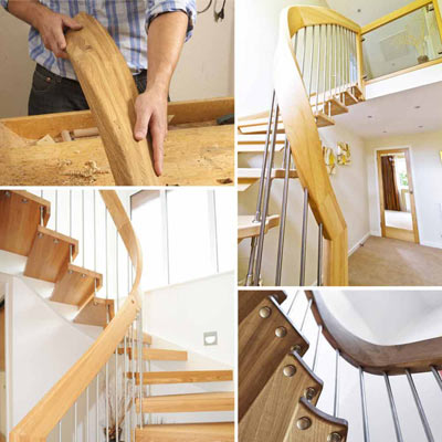 curved wooden handrail