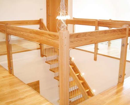 Glass and Oak Landing Balustrade
