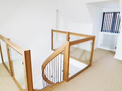 Oak and Glass Balustrade