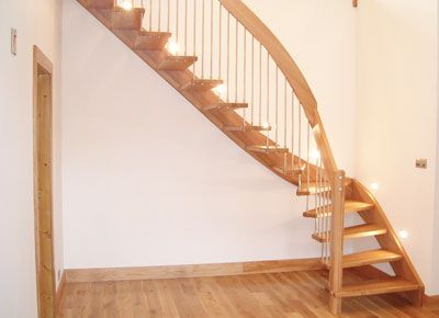 Floating Stair with Wall Lights